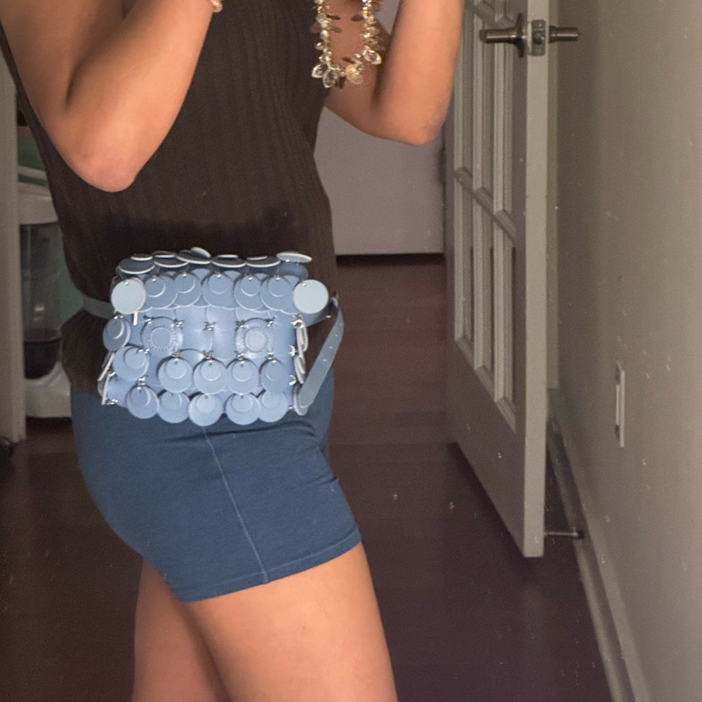 Paco Rabanne Iconic Disc Belt Bag – Powder Blue Leather - Picture 9 of 10
